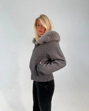 Fur Jacket Satin - Gray