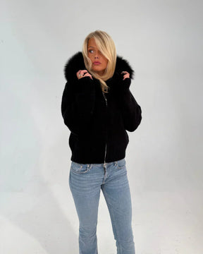 Fur Jacket Satin - Black