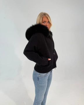 Fur Jacket Satin - Black