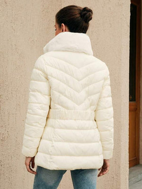 Plüschkragen Steppjacke mit Reißverschluss